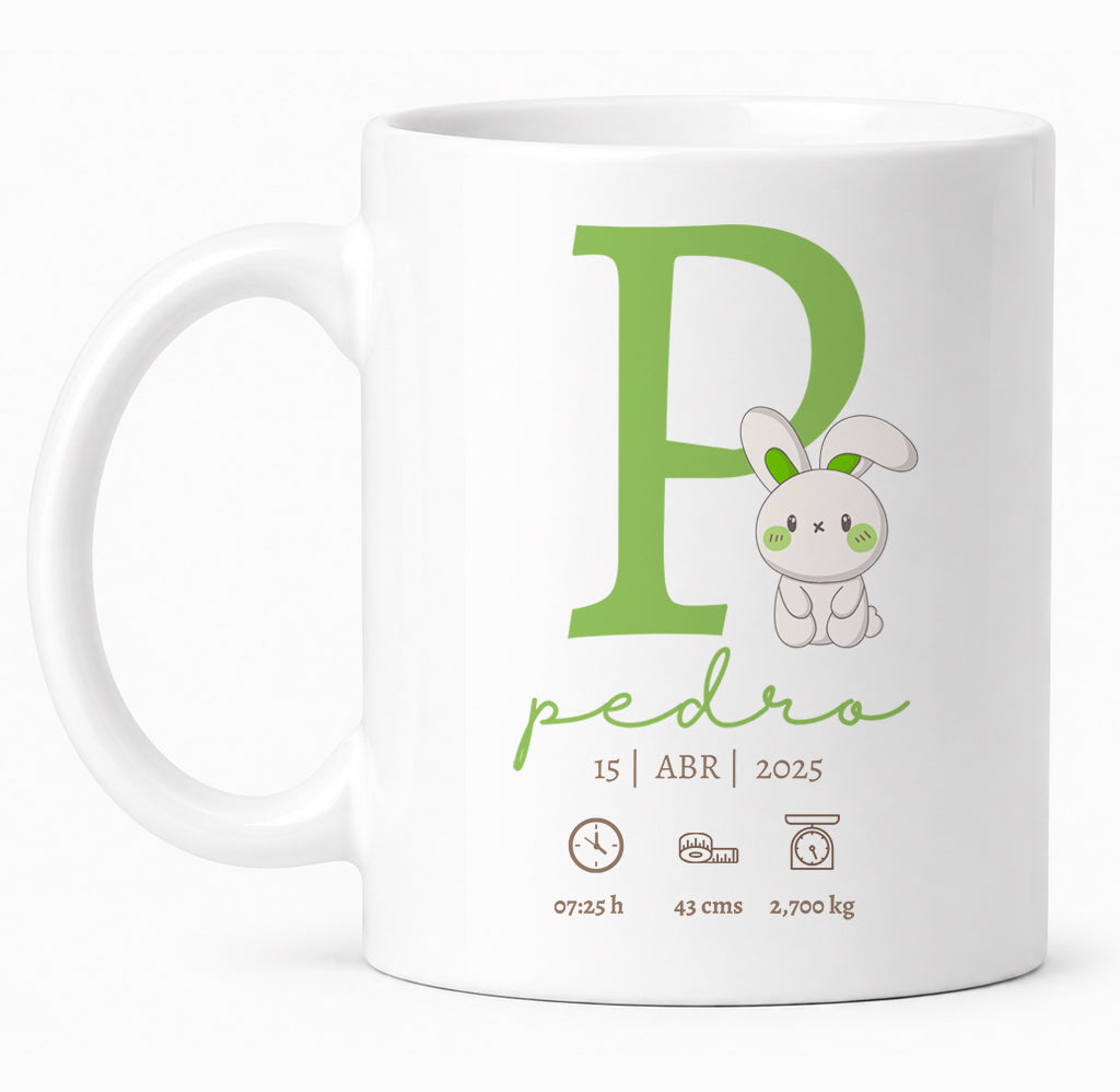 Taza Personalizada con Datos de Bebé y Nombre - Recuerdo Infantil