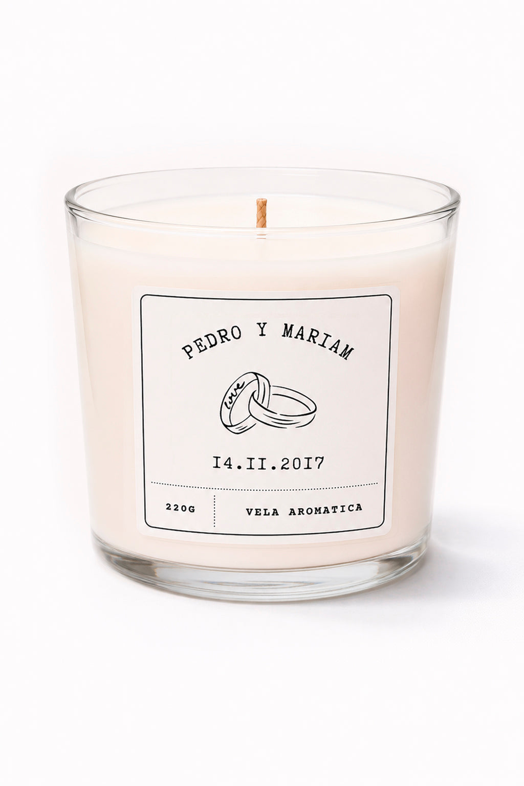 Vela Aromática Personalizada para Bodas y Regalos Invitados