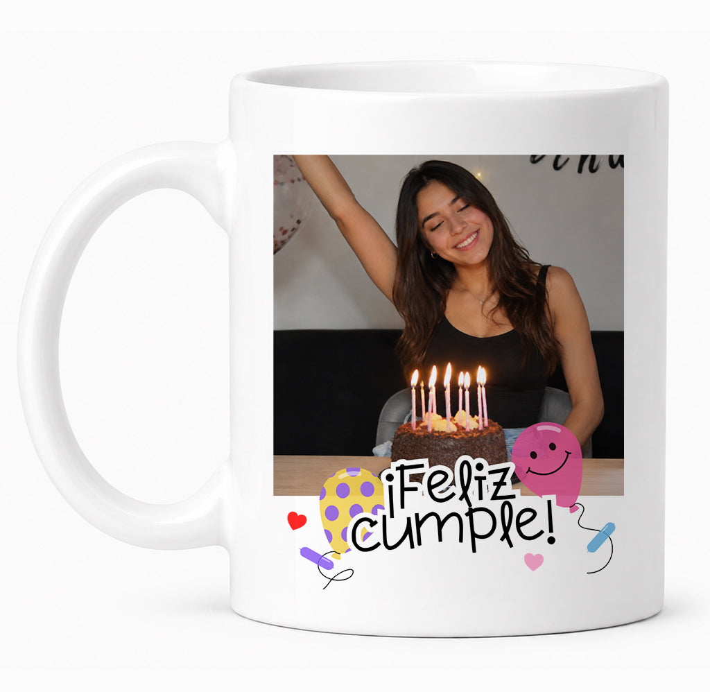 Taza cumpleaños personalizada con foto y nombre