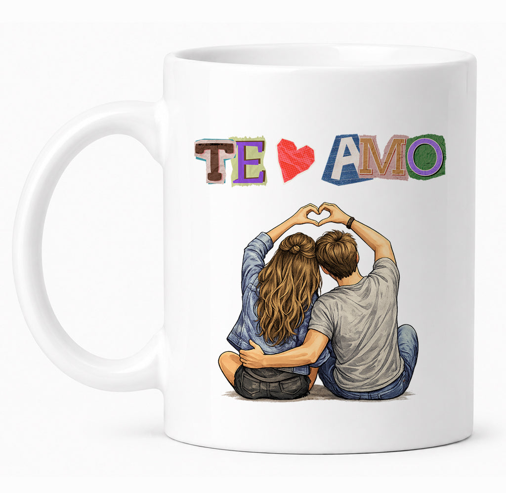 Taza pareja con dibujo "Hombre y Mujer" personalizada con nombres