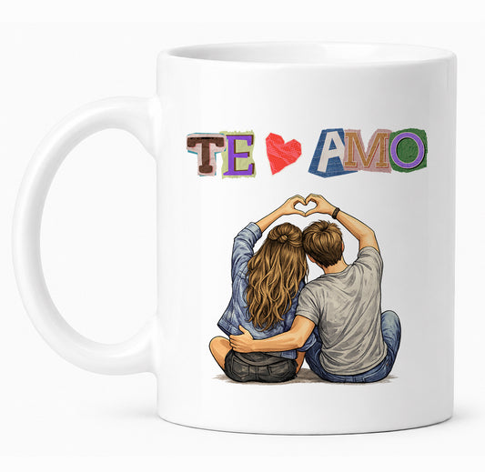 Taza pareja con dibujo "Hombre y Mujer" personalizada con nombres