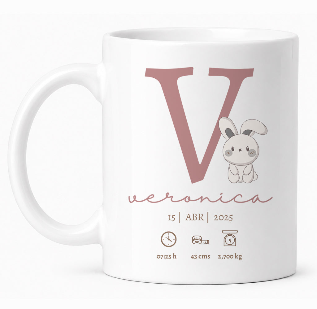 Taza Personalizada con Datos de Bebé y Nombre - Recuerdo Infantil