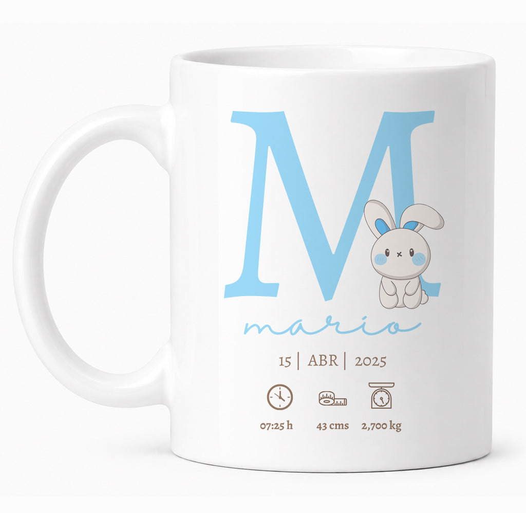 Taza Personalizada con Datos de Bebé y Nombre - Recuerdo Infantil