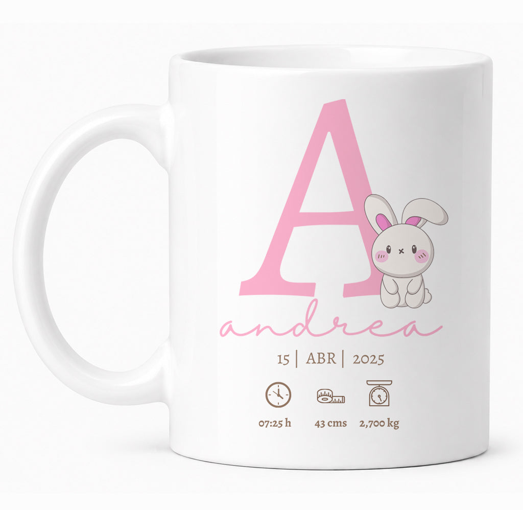 Taza Personalizada con Datos de Bebé y Nombre - Recuerdo Infantil