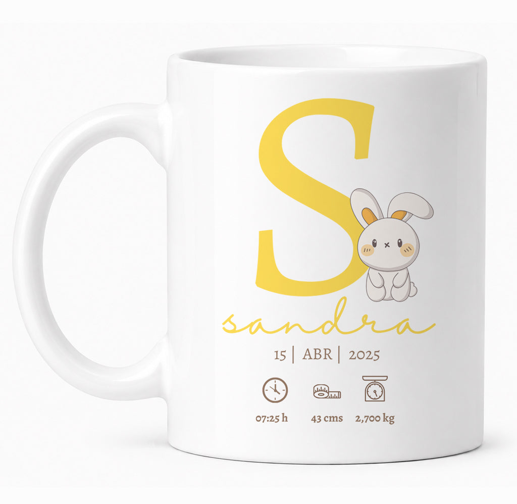 Taza Personalizada con Datos de Bebé y Nombre - Recuerdo Infantil