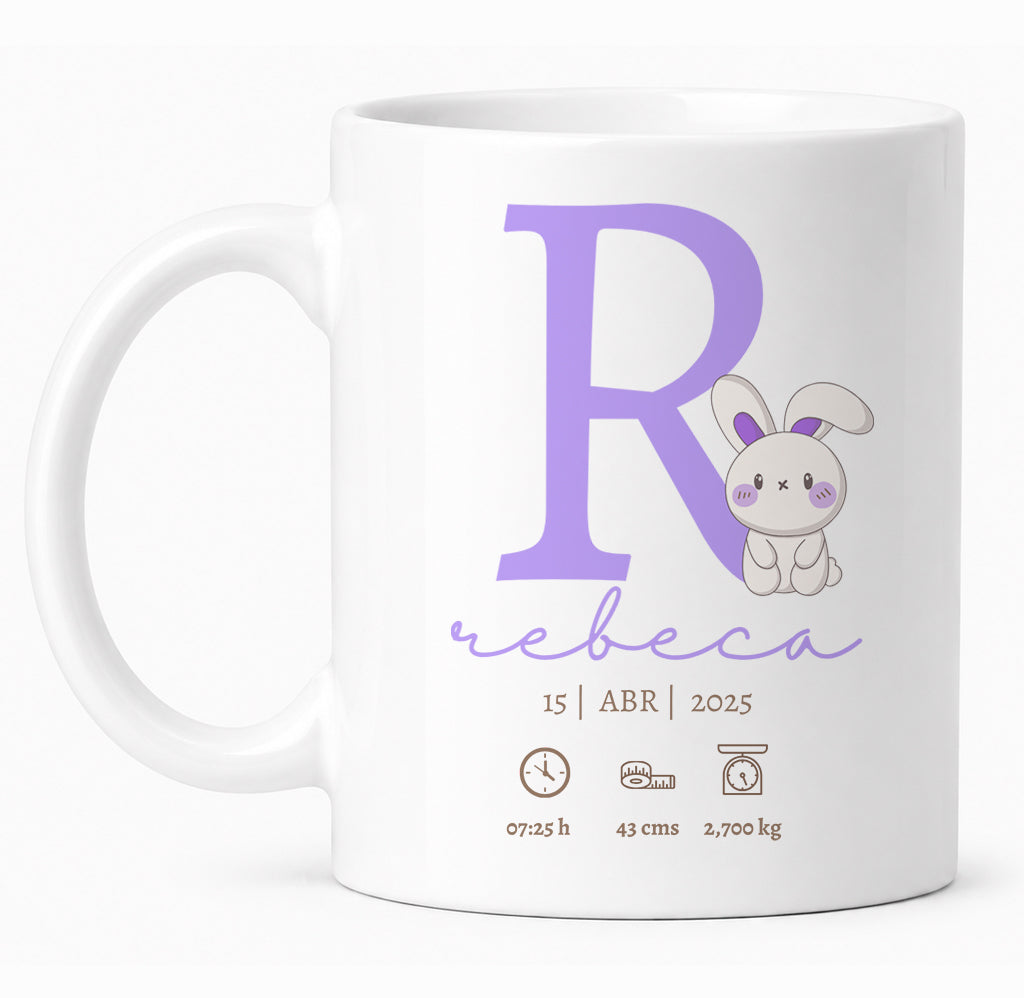 Taza Personalizada con Datos de Bebé y Nombre - Recuerdo Infantil