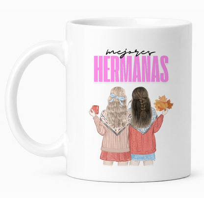 Taza personalizada con nombres "Mejores Hermanas"