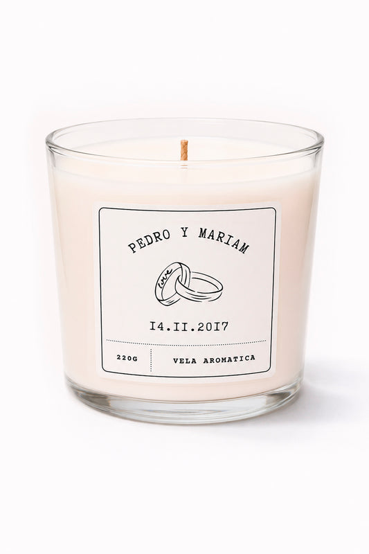 Vela Aromática Personalizada para Bodas y Regalos Invitados